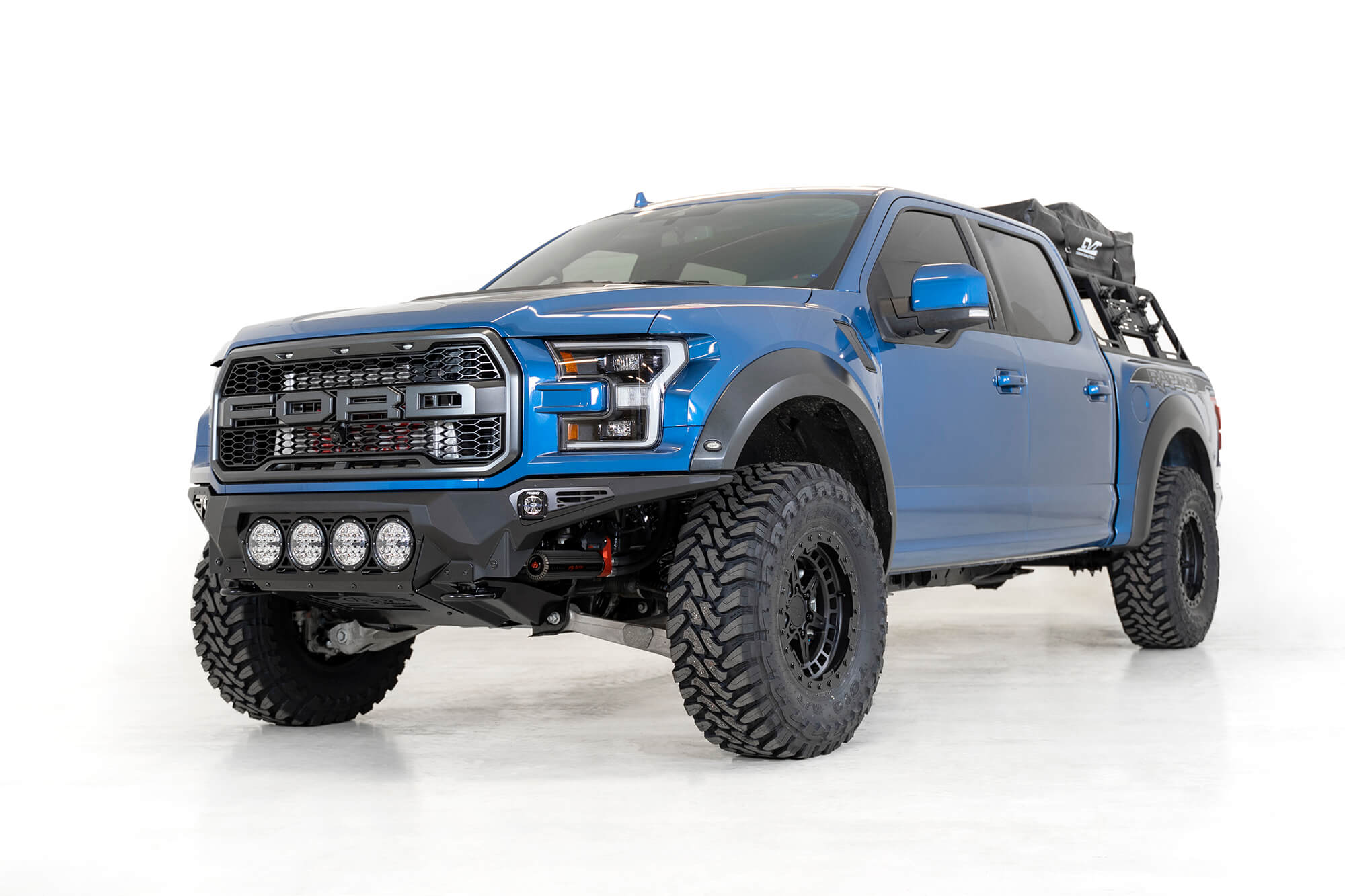 Addictive Desert Designs 17-20 Ford F-150 Raptor Bomber Front Bumper w/ 4 Rigid 360 6in Round Mounts - 0