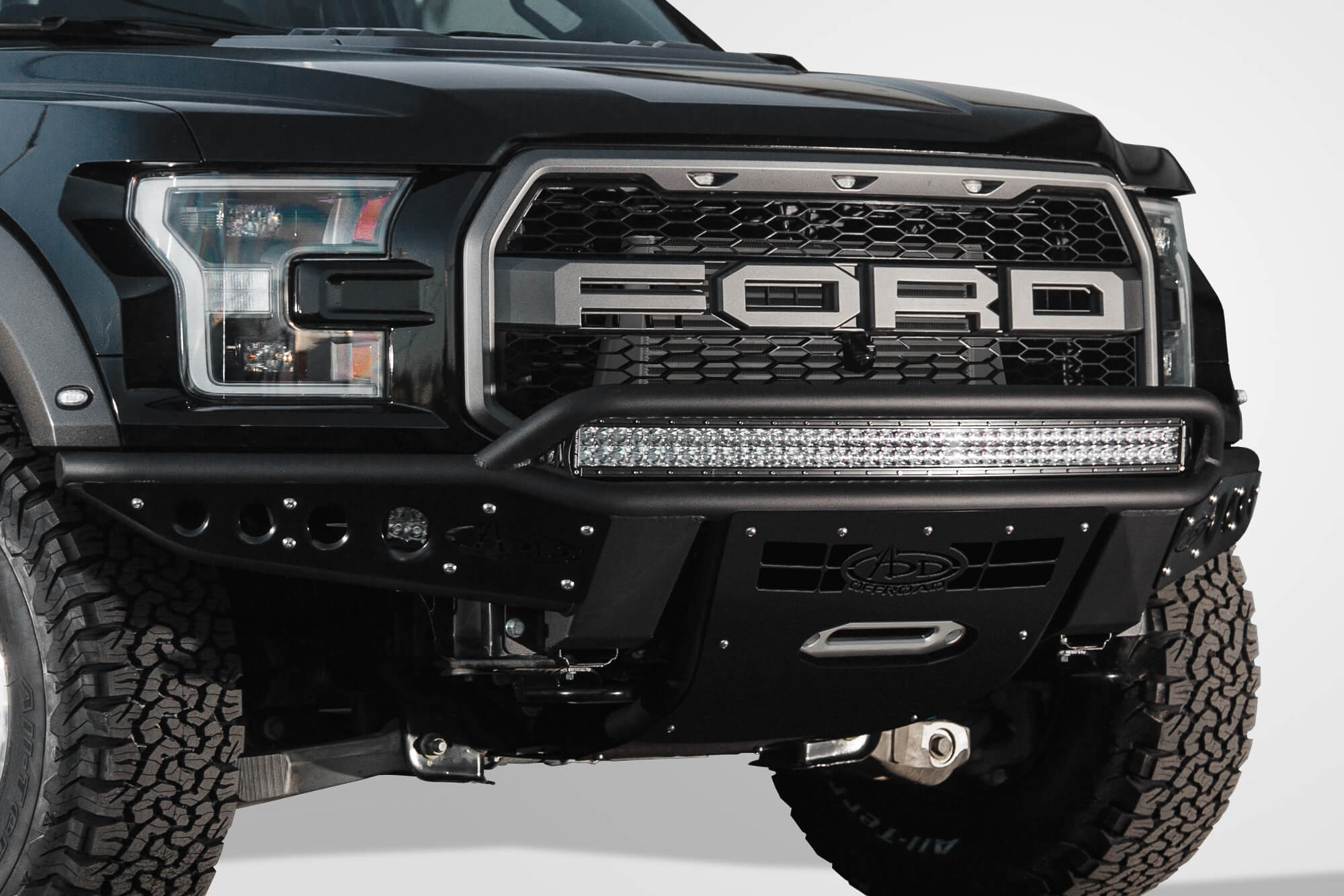 Addictive Desert Designs 17-18 Ford F-150 Raptor Stealth R Front Bumper w/ Winch Mount