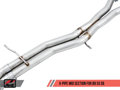 AWE Touring Edition Exhaust for Audi B9 S5 Sportback - Non-Resonated - Chrome Silver 102mm Tips