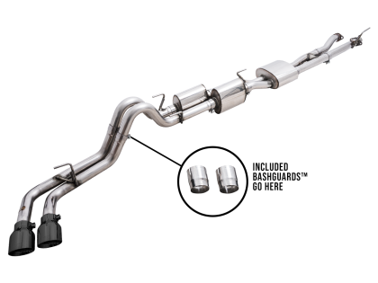 AWE 0FG Exhaust with BashGuard for 3rd Gen Tacoma - Dual Diamond Black Tips