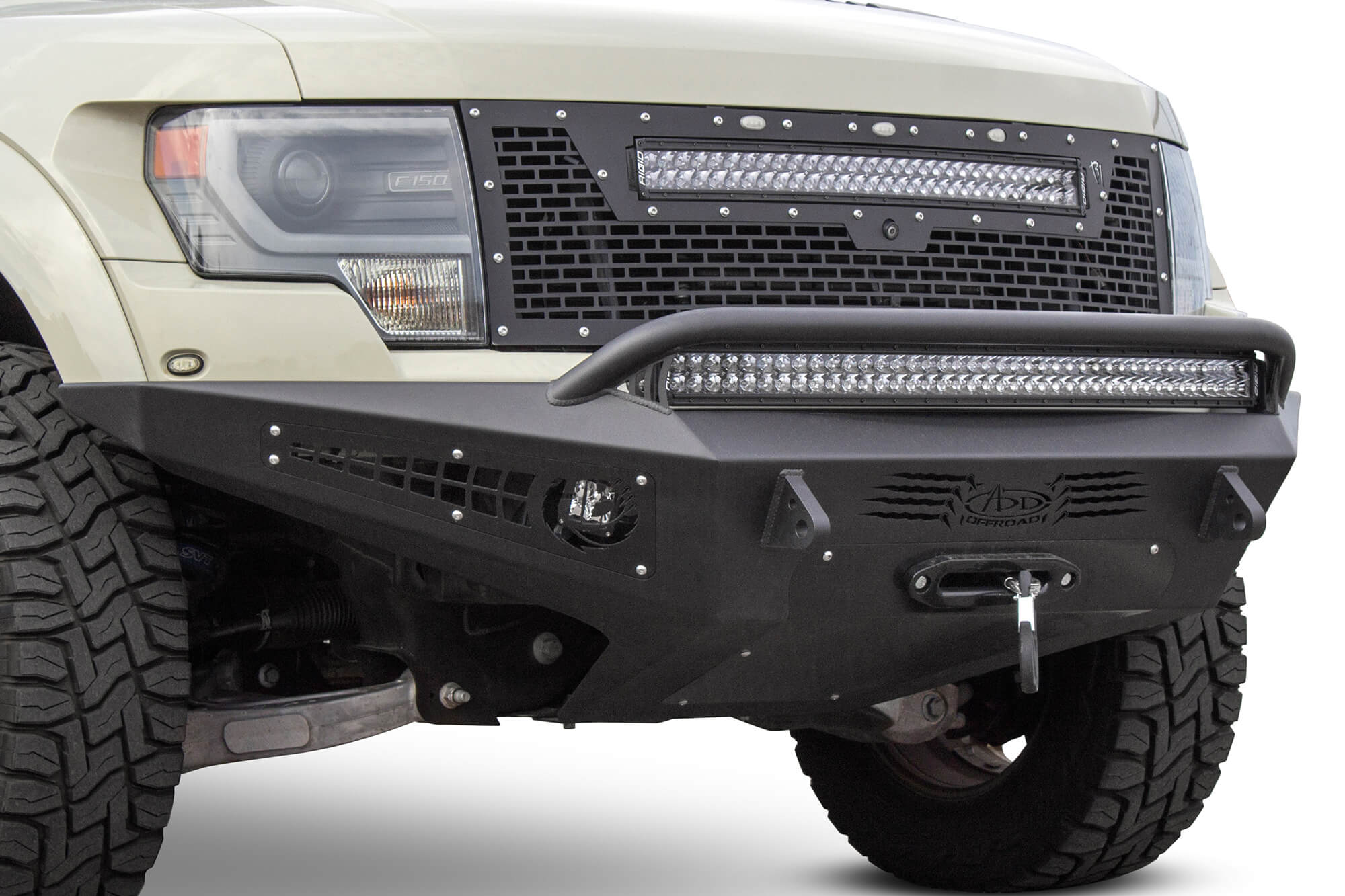 Addictive Desert Designs 10-14 Ford F-150 Raptor HoneyBadger Front Bumper w/ Winch Mount