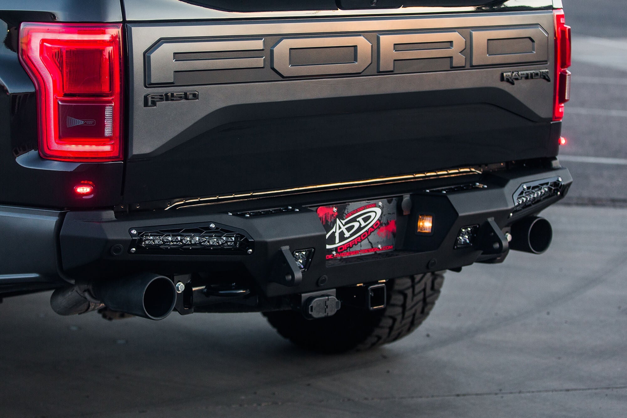 Addictive Desert Designs 17-18 Ford F-150 Raptor HoneyBadger Rear Bumper w/ 10in SR LED Mounts - 0