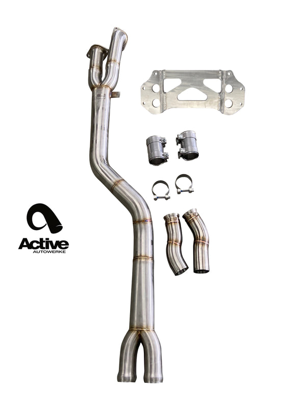 Active Autowerke G80/G82 M3/M4 Signature single mid-pipe with G-brace