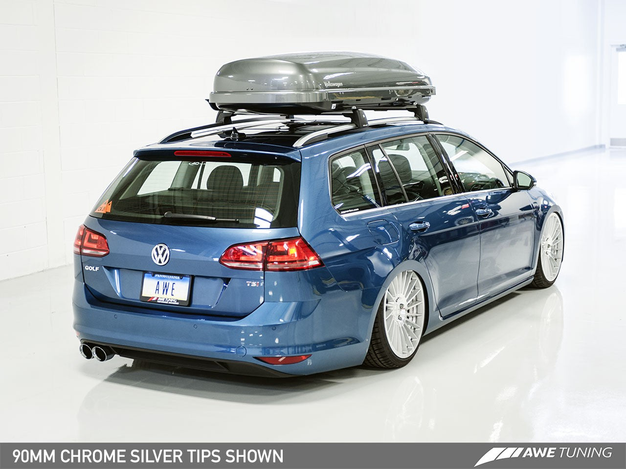 AWE Track Edition Exhaust for VW MK7 Golf SportWagen - Chrome Silver Tips (90mm)