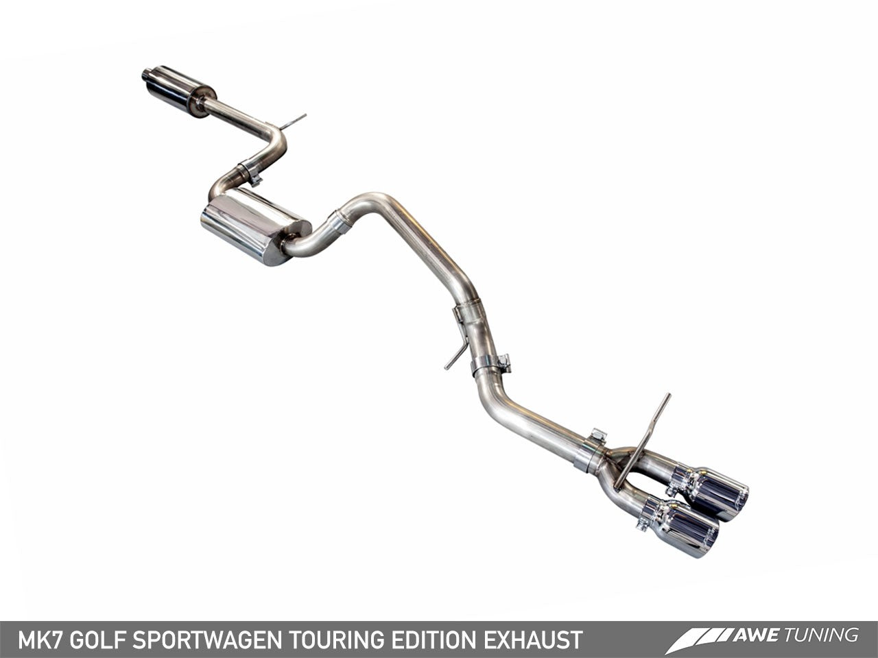 AWE Touring Edition Exhaust for VW MK7 Golf SportWagen - Chrome Silver Tips (90mm) - 0