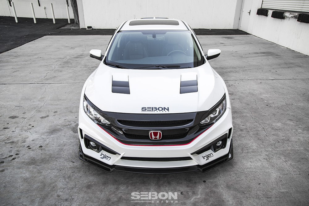 TS-Style Carbon Fiber Hood For 2016-2021 Honda Civic 2DR/4DR