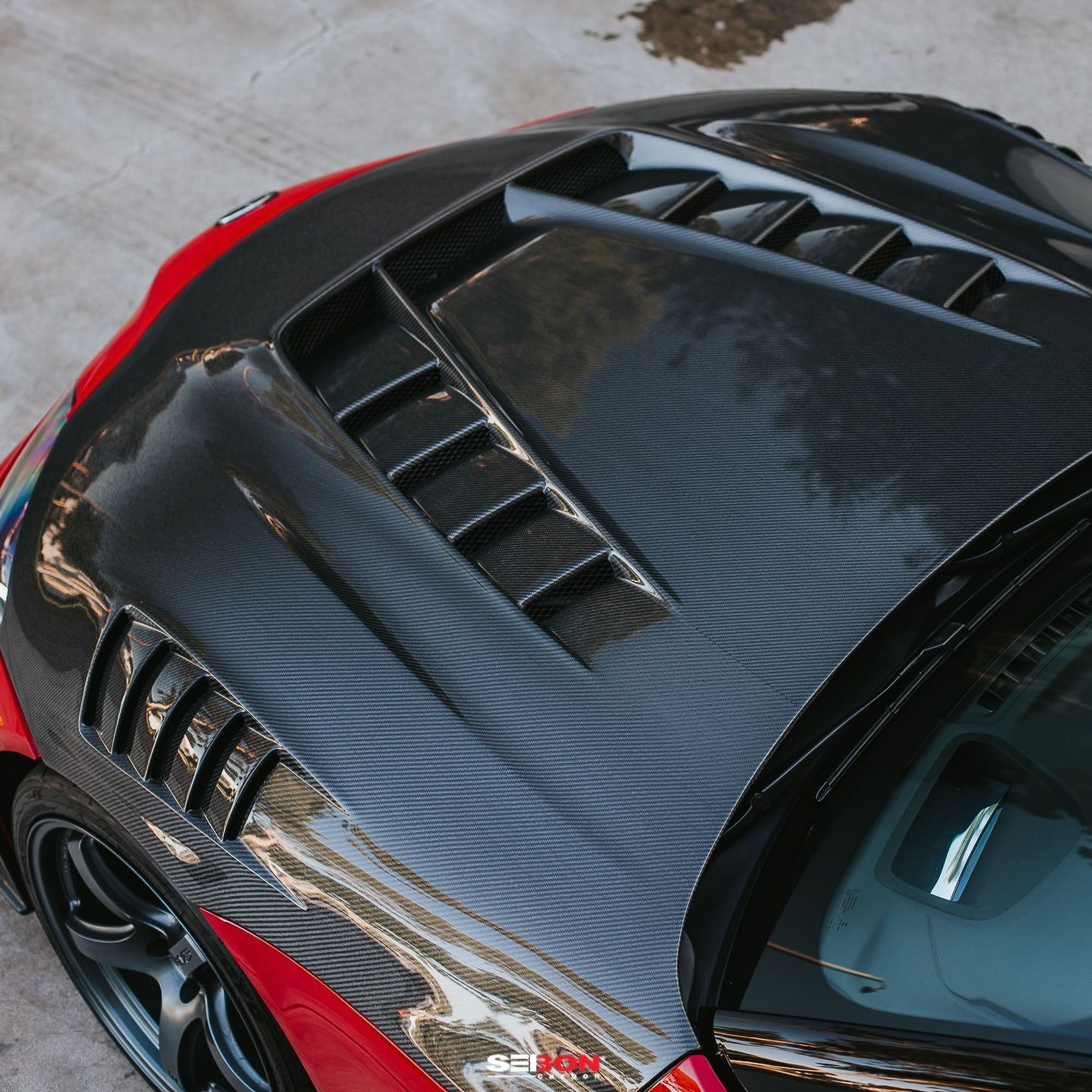 TV-style double sided carbon fiber hood for 2020-2024 Toyota GR Supra