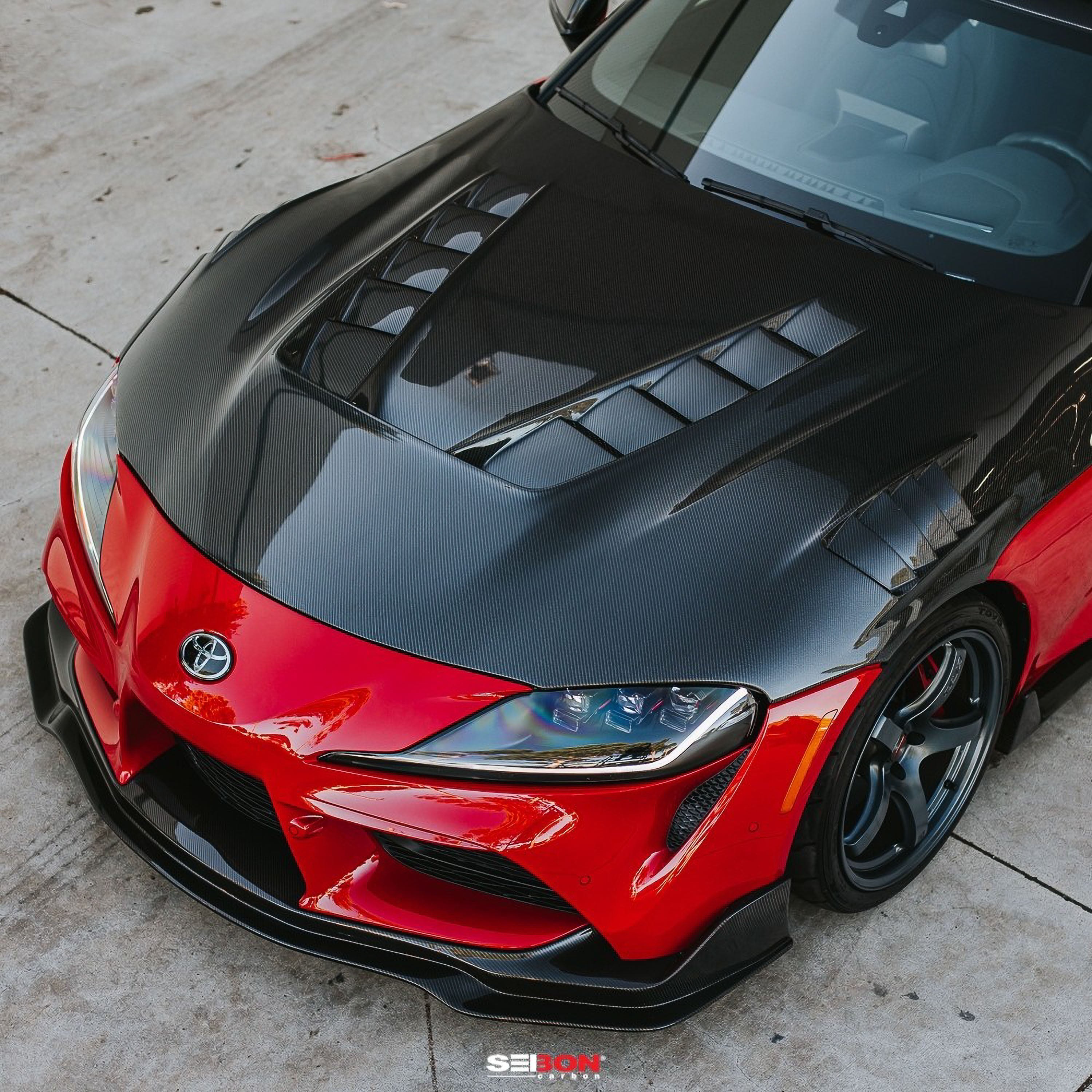 TV-style double sided carbon fiber hood for 2020-2024 Toyota GR Supra