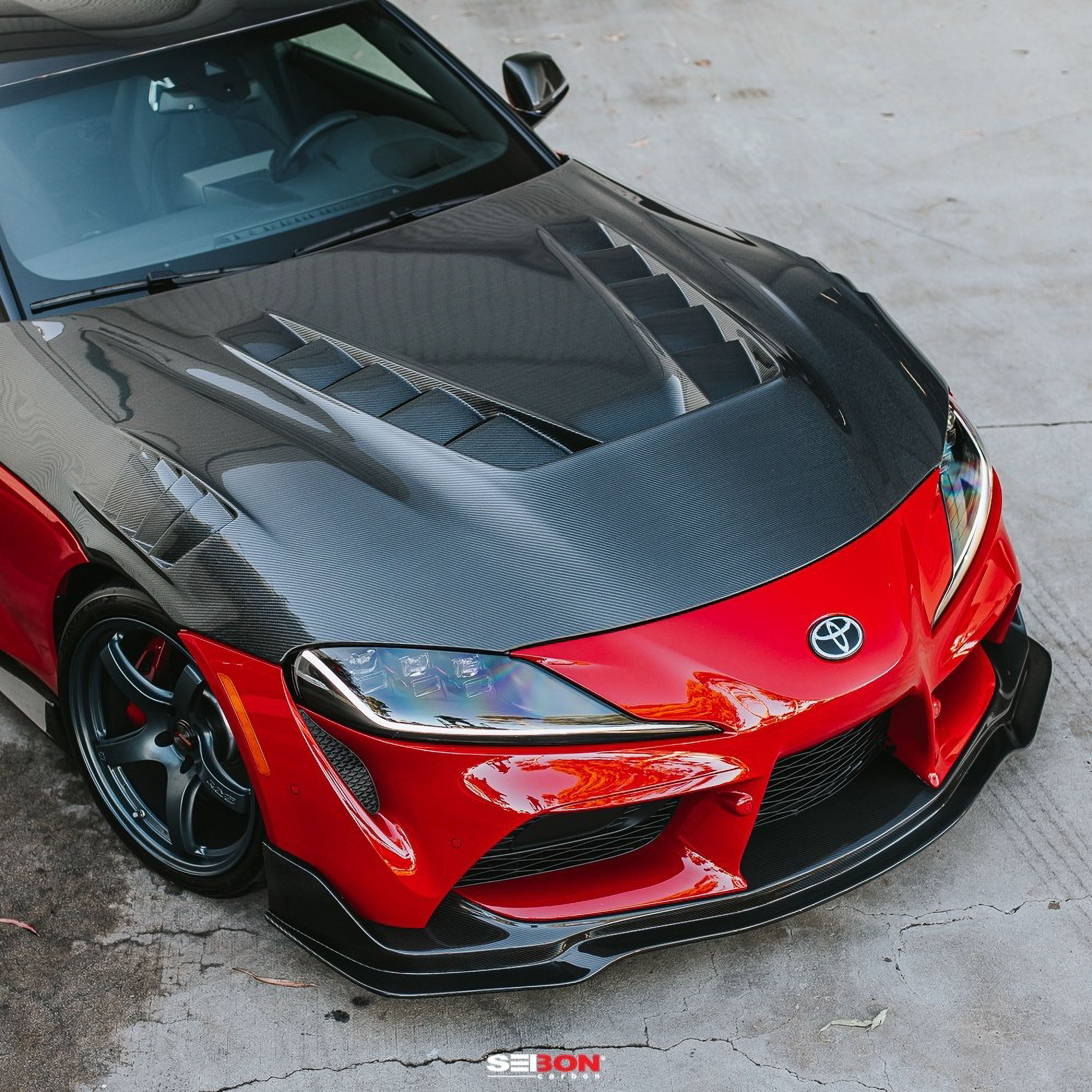 TV-style double sided carbon fiber hood for 2020-2024 Toyota GR Supra