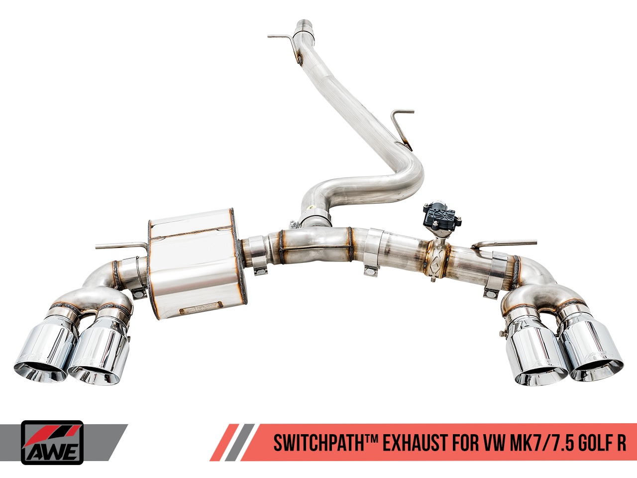 AWE Tuning Mk7 Golf R SwitchPath Exhaust w/Chrome Silver Tips 102mm - 0