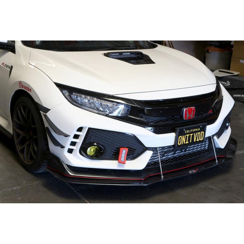 CARBON FIBER Front Bumper Canards Civic Type R FK8 2017-UP - 0