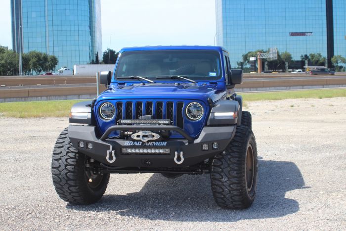 Road Armor 18-20 Jeep Wrangler JL Rubicon Stealth Front Winch Bumper w/Bar Full Width - Blk - 0