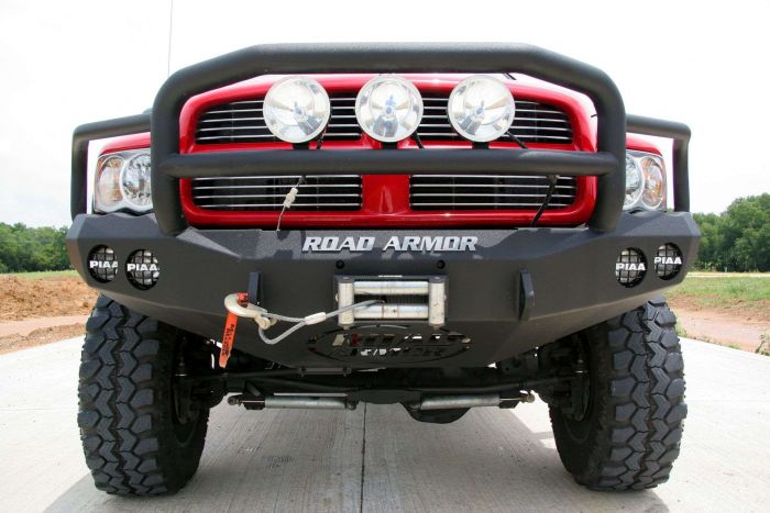 Road Armor 03-05 Dodge 2500 Stealth Front Winch Bumper w/Lonestar Guard - Tex Blk - 0