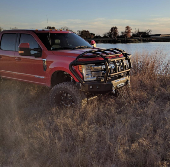 Road Armor 17-20 Ford F-250 Stealth Front Winch Bumper w/Intimidator Guard - Tex Blk