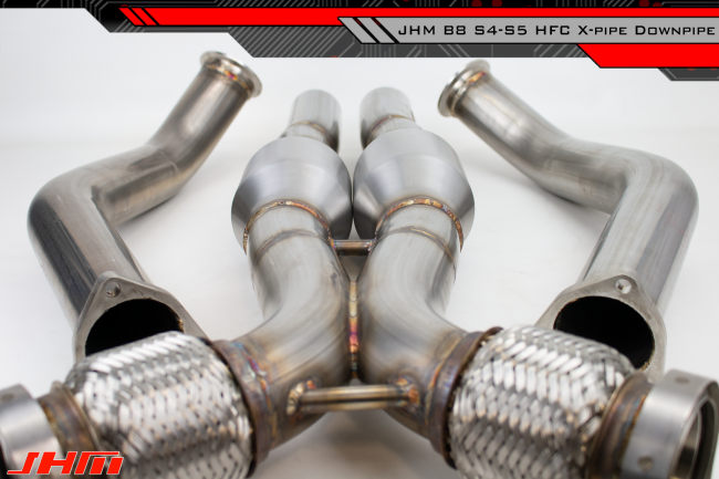 Exhaust - COMPLETE - High-Flow Cat Downpipes with X-Pipe and Integrated Baffle System (JHM Combo) for the B8 S4-S5 Q5-SQ5 C7 A6-A7 3.0T w/ 2.5" CB Connection