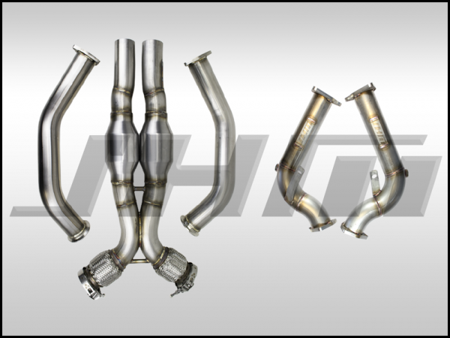 Exhaust - COMPLETE - High-Flow Cat Downpipes with X-Pipe and Integrated Baffle System (JHM Combo) for the B8 S4-S5 Q5-SQ5 C7 A6-A7 3.0T w/ 2.5" CB Connection