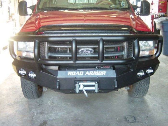 Road Armor 05-07 Ford F-250 Stealth Front Winch Bumper w/Titan II Guard Wide Flare - Tex Blk - 0