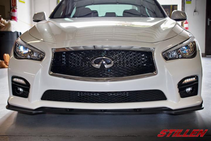 STILLEN FRONT SPLITTER 14-17 INFINITI Q50 RED/SILVER & SPORT - MATTE BLACK - 0