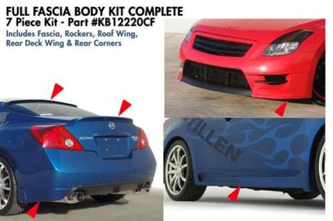 STILLEN COMPLETE FASCIA BODY KIT - 08-09 ALTIMA COUPE - INC FASCIA, ROCKERS, R.