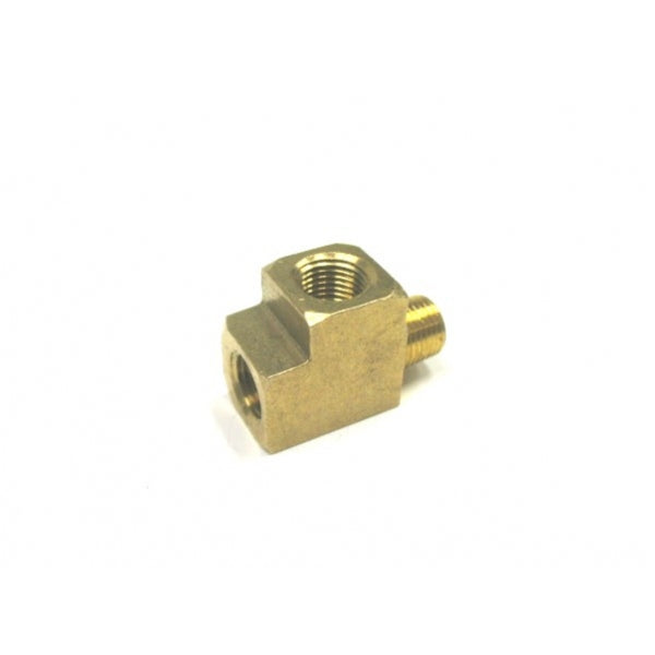 1/8" NPT Brass 3-way Tee, 1 Male to 2 Female