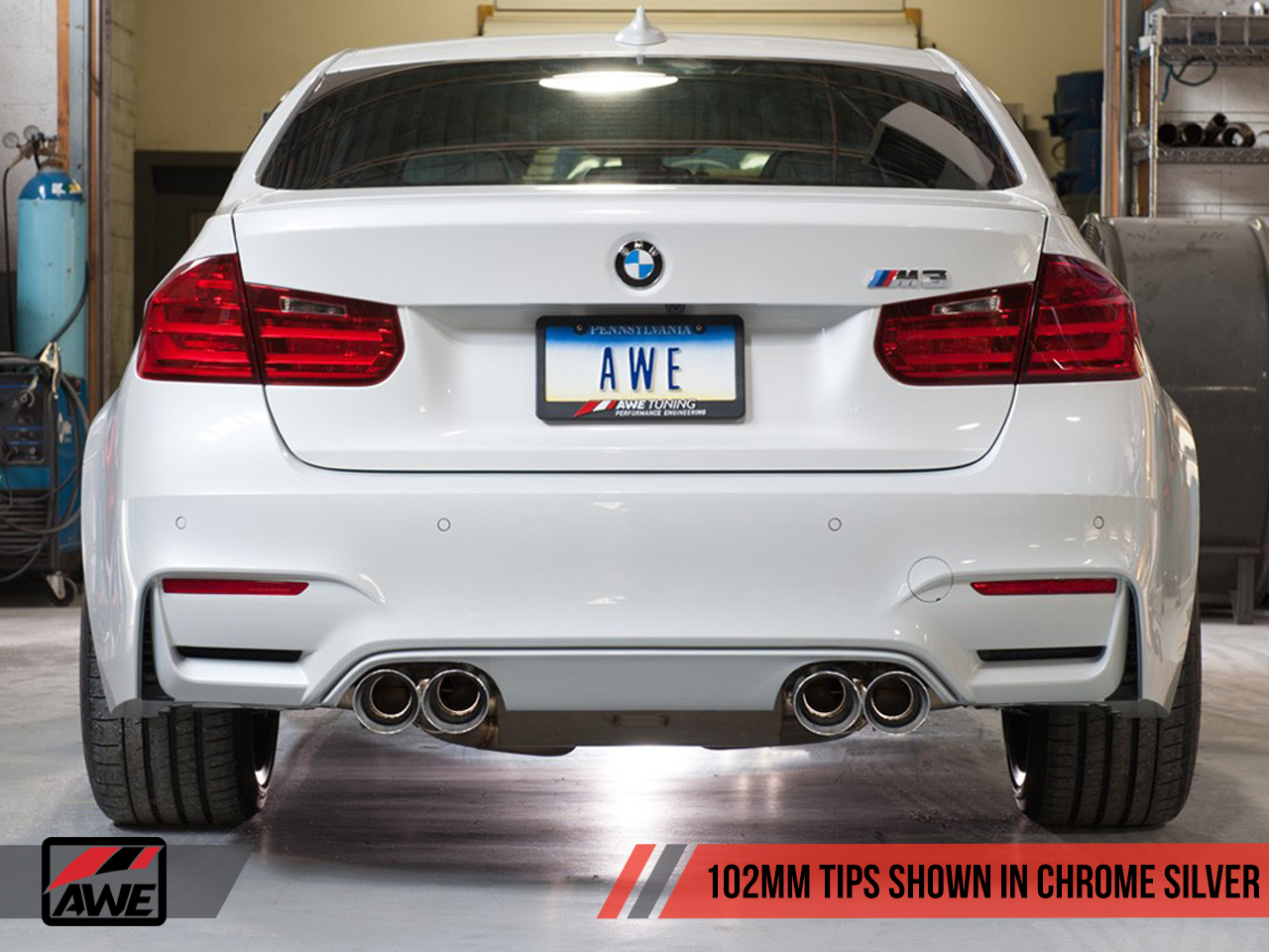 AWE Resonated SwitchPath™ Exhaust for BMW F8X M3 / M4 -- Chrome Silver Tips (102mm)