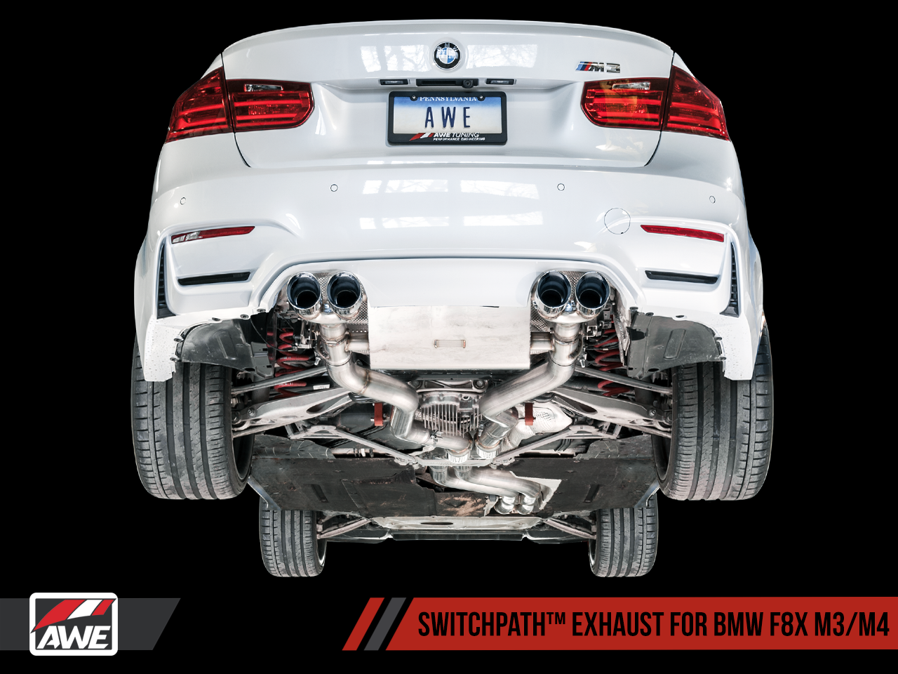 AWE Non Resonated SwitchPath™ Exhaust for BMW F8X M3 / M4 -- Chrome Silver Tips (90mm)