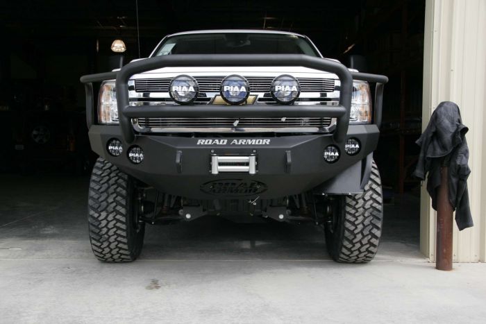 Road Armor 11-14 Chevy 2500 Stealth Front Winch Bumper w/Lonestar Guard - Tex Blk - 0