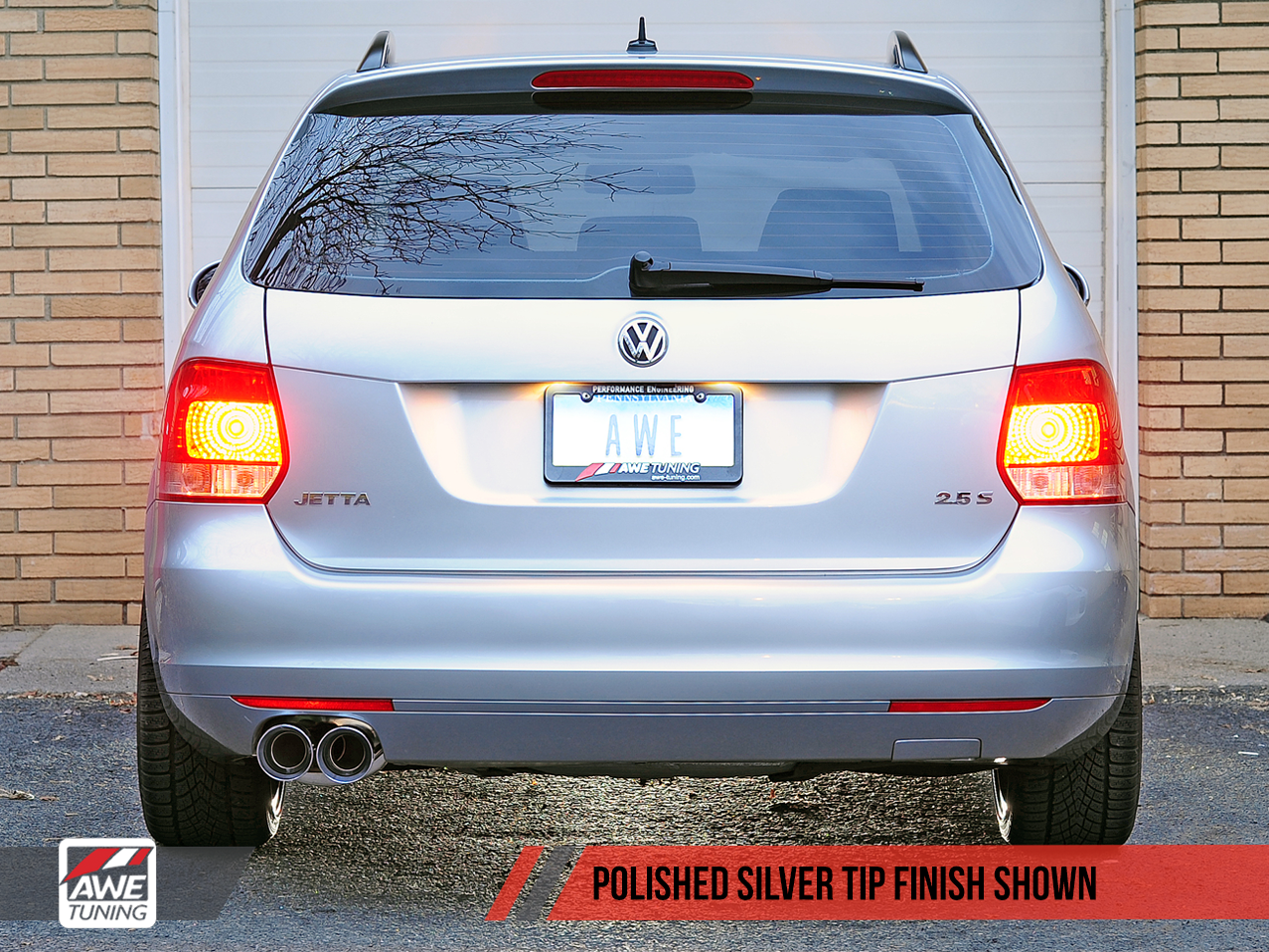 AWE Touring Edition Exhausts for MK5 Jetta, MK6 Sportwagen 2.5L - Polished Silver Tips - 0