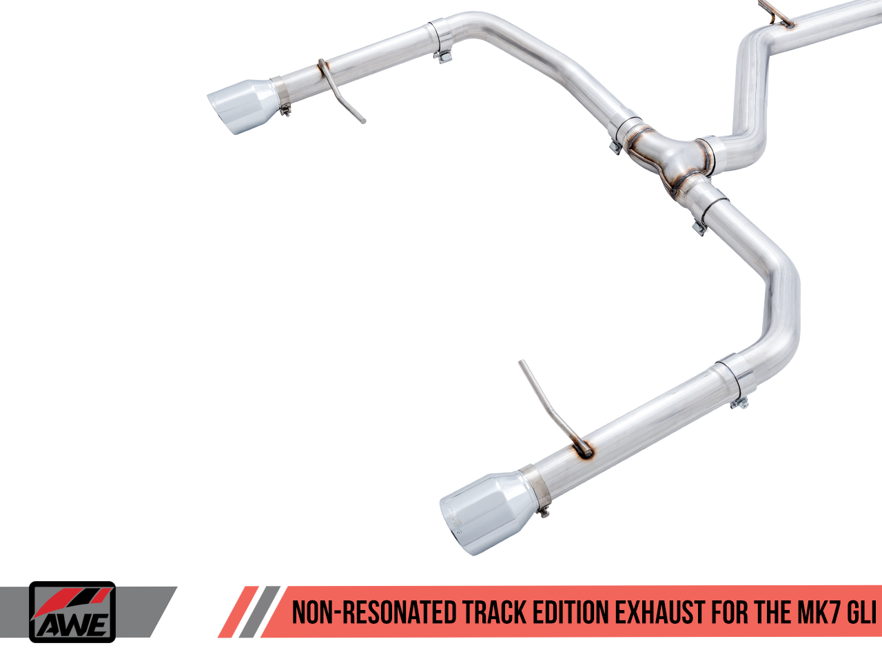 AWE Track Edition Exhaust - Non-Resonated - for MK7 Jetta GLI w/ Stock Downpipe - Diamond Black Tips