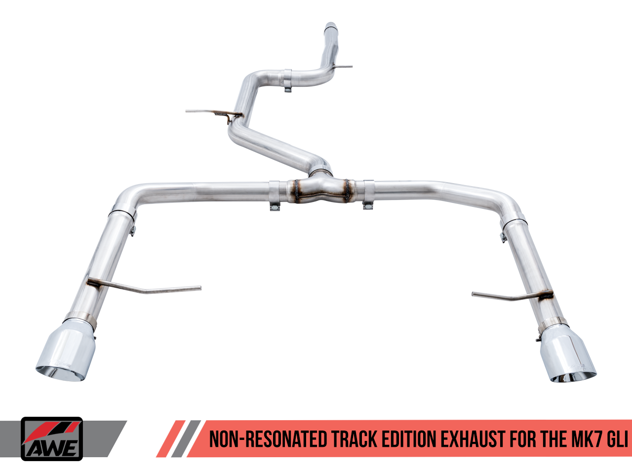 AWE Track Edition Exhaust - Non-Resonated - for MK7 Jetta GLI w/ Stock Downpipe - Chrome Silver Tips