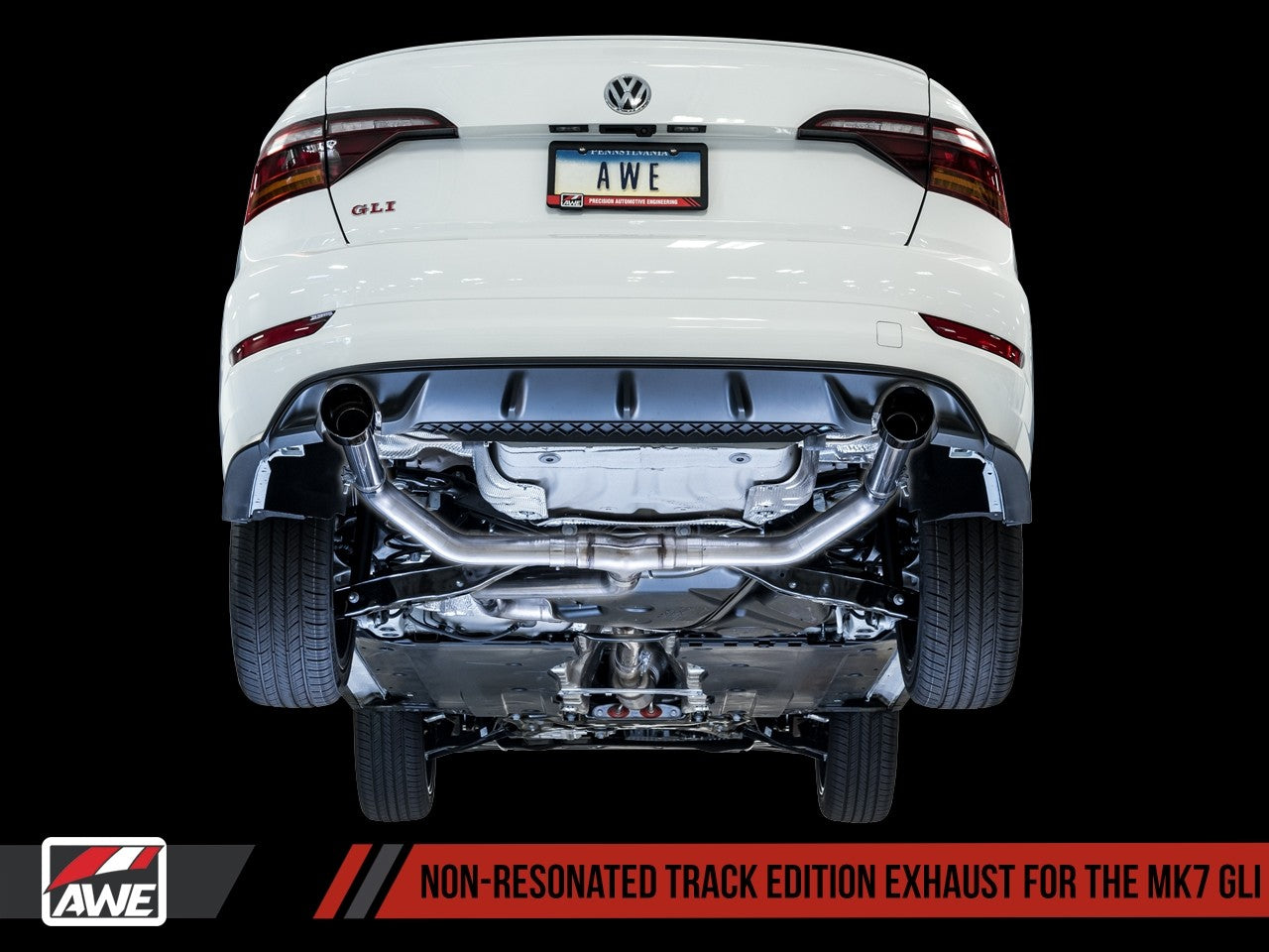 AWE Track Edition Exhaust - Non-Resonated - for MK7 Jetta GLI w/ Stock Downpipe - Diamond Black Tips