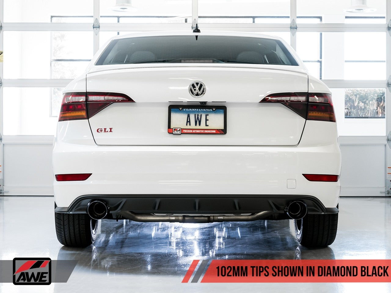 AWE Track Edition Exhaust - Resonated - for MK7 Jetta GLI w/ High Flow Downpipe (not included) - Diamond Black Tips - 0