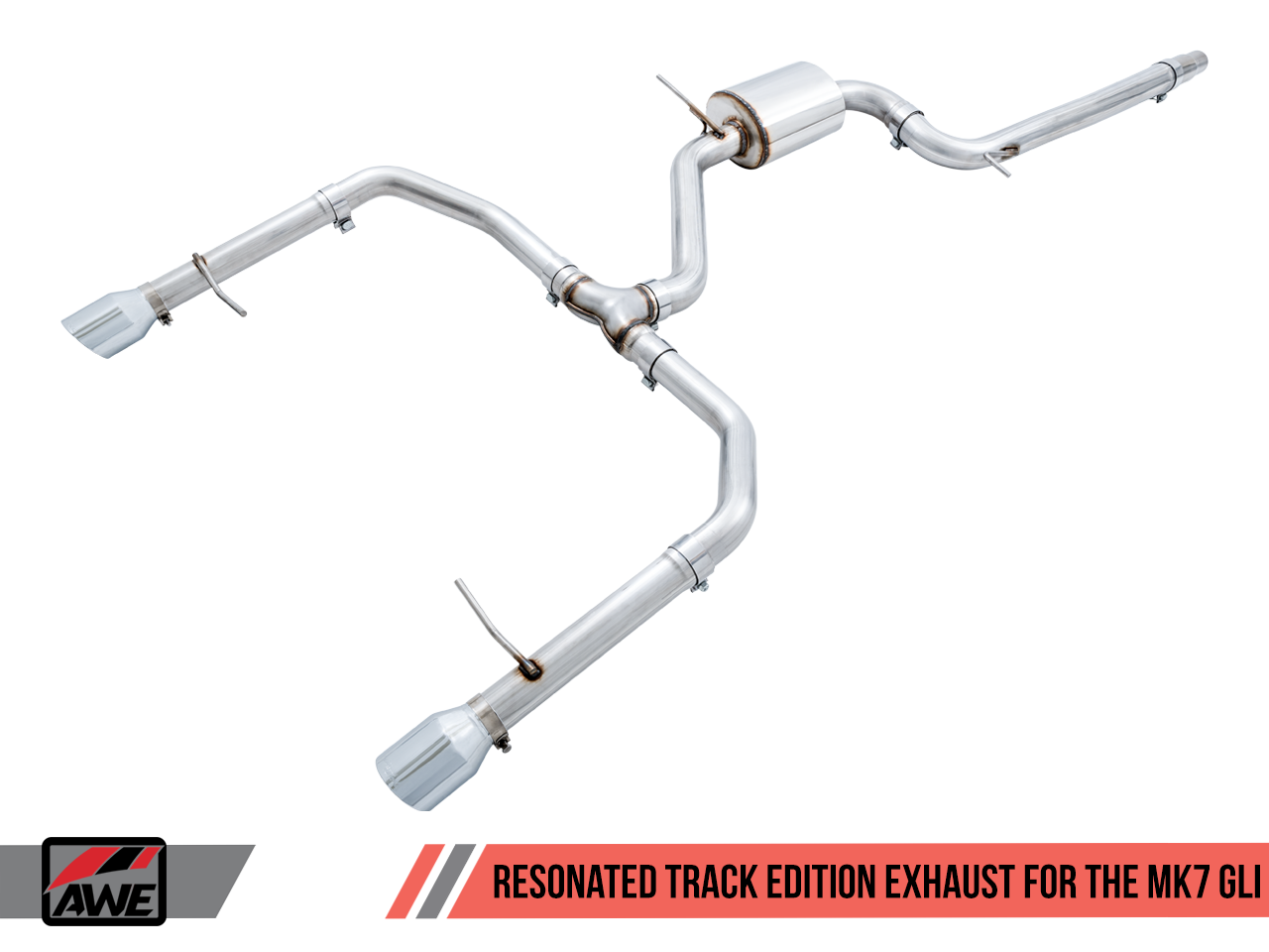 AWE Track Edition Exhaust - Resonated - for MK7 Jetta GLI w/ High Flow Downpipe (not included) - Diamond Black Tips