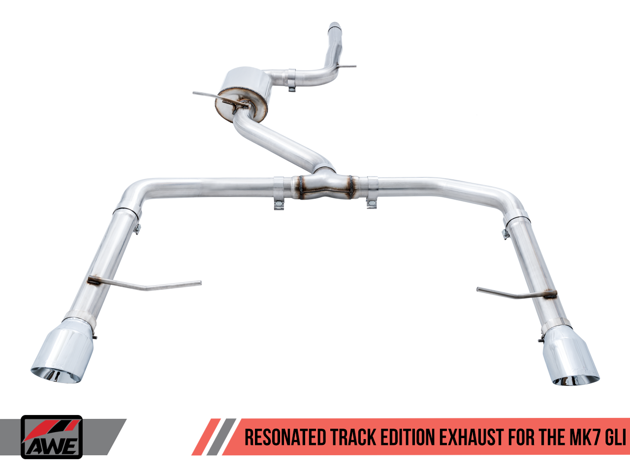 AWE Track Edition Exhaust - Resonated - for MK7 Jetta GLI w/ High Flow Downpipe (not included) - Chrome Silver Tips - 0