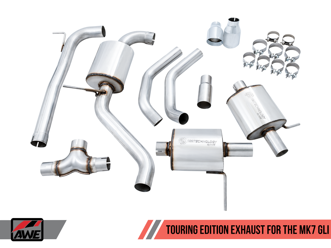 AWE Touring Edition Exhaust for MK7 Jetta GLI w/ High Flow Downpipe (not included) - Chrome Silver Tips