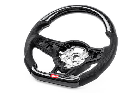 APR STEERING WHEEL - CARBON FIBER & PERFORATED LEATHER - MK7 GOLF R SILVER (FOR USE WITHOUT PADDLES)