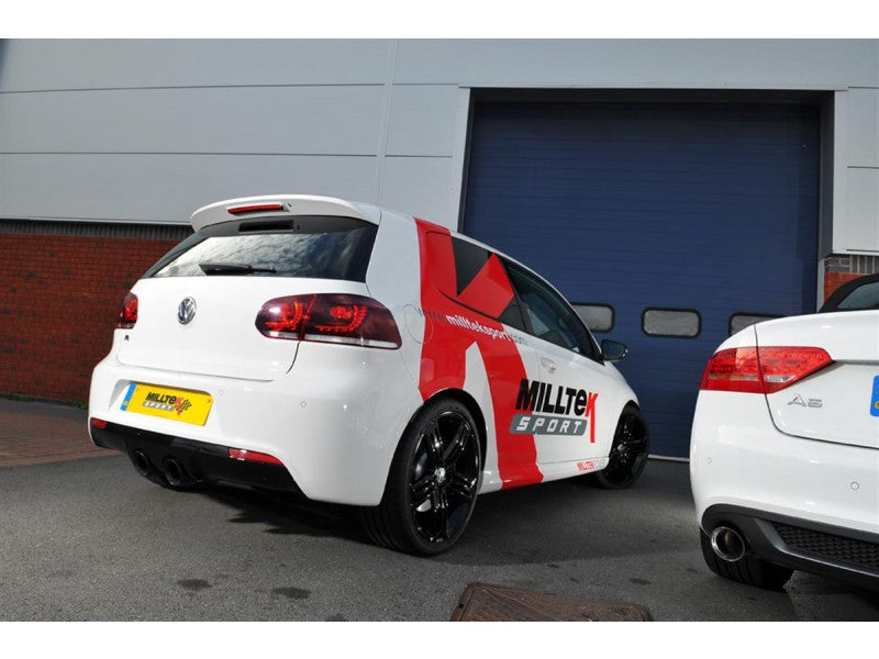 Milltek 2.75" Resonated Cat Back Exhaust - Black Velvet Tips - MK6 Golf R