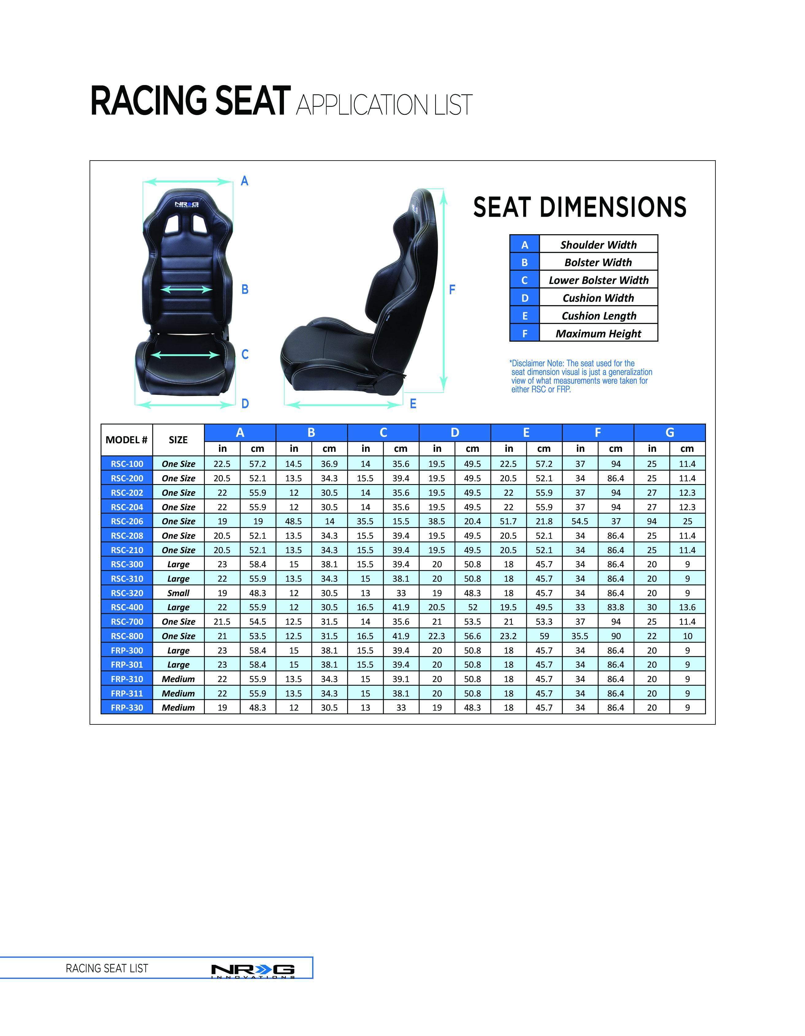 NRG Fiberglass Racing Bucket Seat - Large