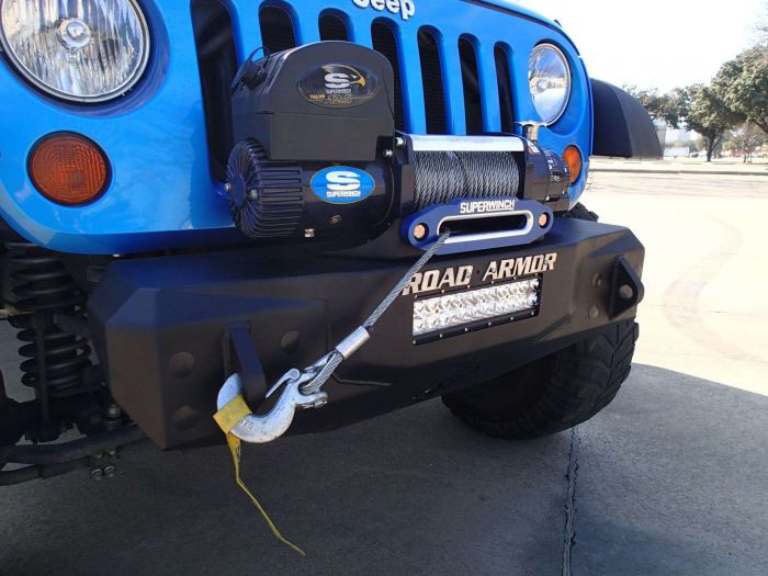 Road Armor 07-18 Jeep Wrangler JK Stealth Stubby Front Winch Bumper - Tex Blk