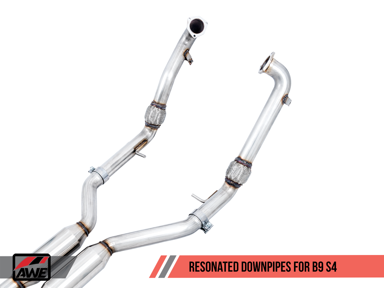 AWE SwitchPath™ Exhaust for B9 S4 - Resonated for Performance Catalyst - Diamond Black 90mm Tips