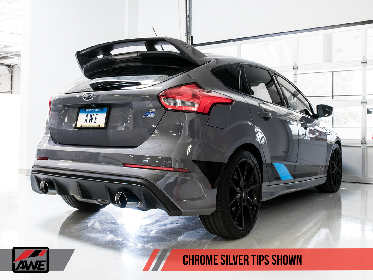 AWE Touring Edition Cat-back Exhaust for Ford Focus RS- Non-Resonated - Chrome Silver Tips