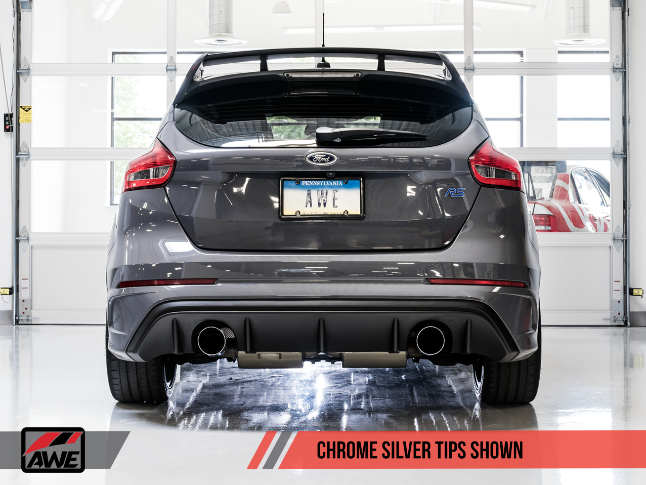 AWE Touring Edition Cat-back Exhaust for Ford Focus RS- Resonated - Chrome Silver Tips