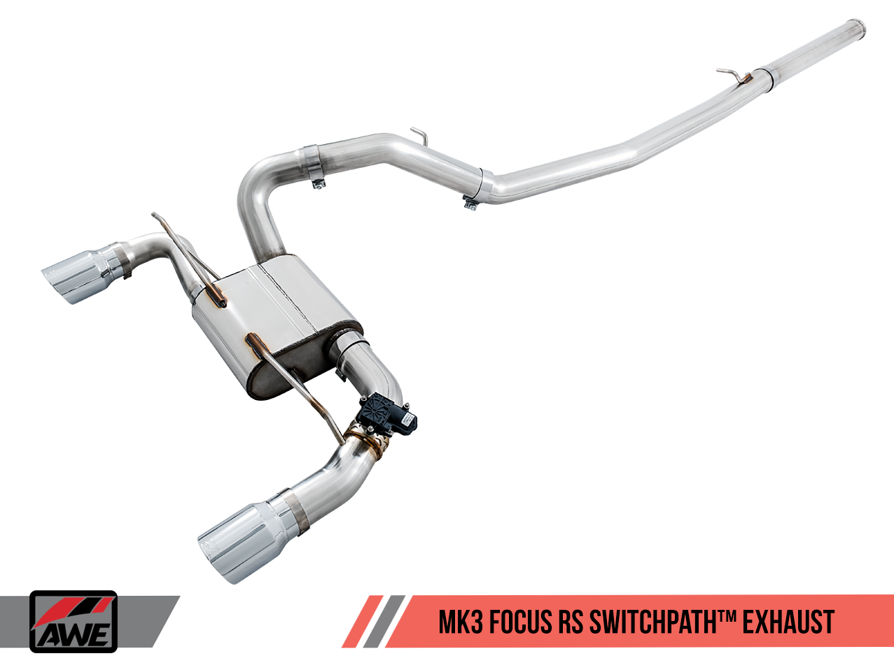 AWE SwitchPath™ Cat-back Exhaust (with Remote) for Ford Focus RS - Chrome Silver Tips