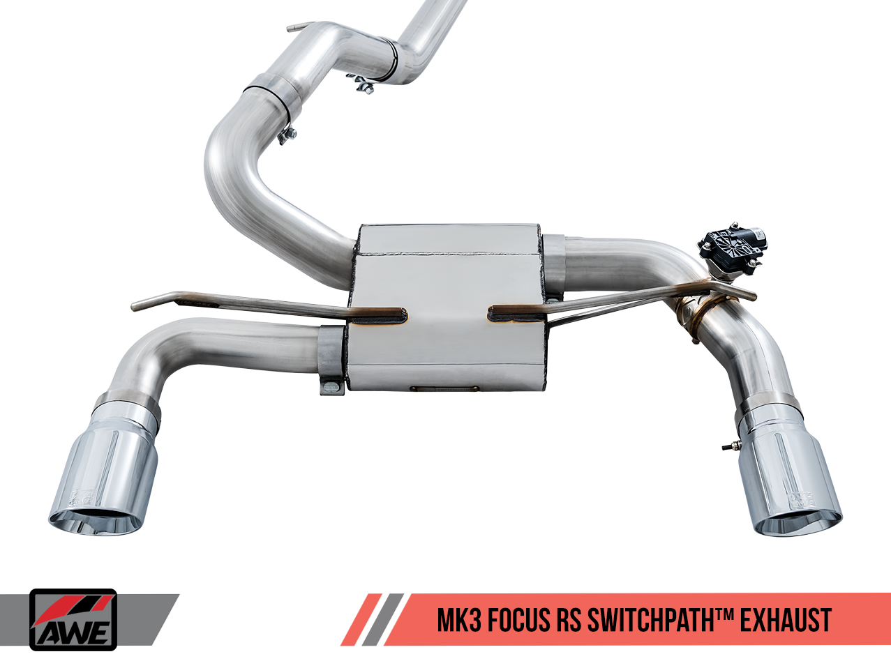 AWE SwitchPath™ Cat-back Exhaust (with Remote) for Ford Focus RS - Chrome Silver Tips