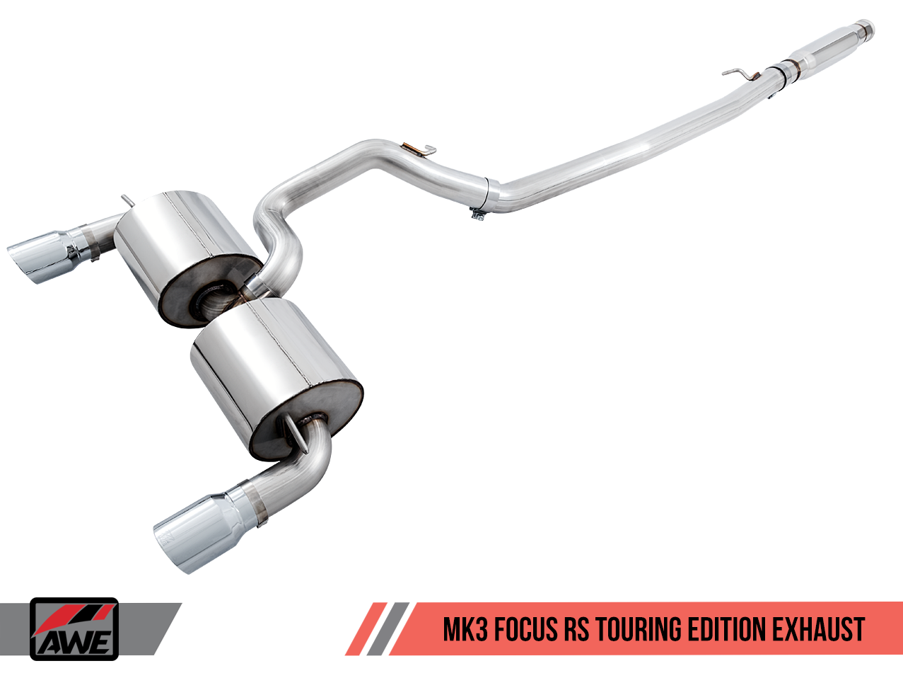 AWE Touring Edition Cat-back Exhaust for Ford Focus RS- Non-Resonated - Chrome Silver Tips