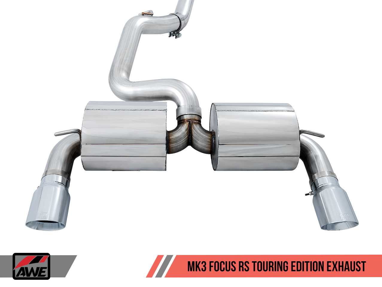 AWE Touring Edition Cat-back Exhaust for Ford Focus RS- Non-Resonated - Chrome Silver Tips