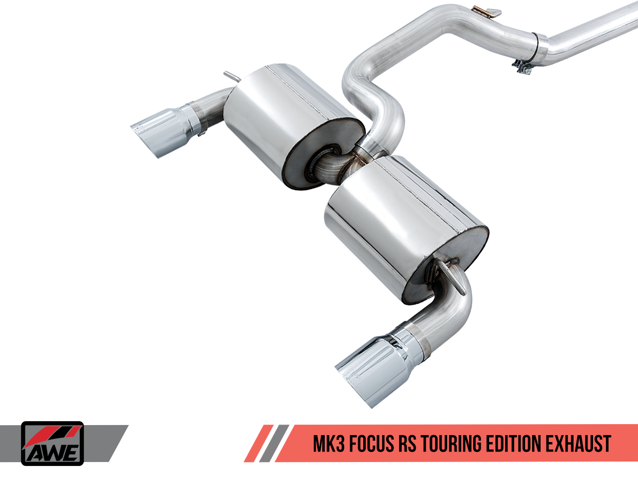 AWE Touring Edition Cat-back Exhaust for Ford Focus RS- Non-Resonated - Chrome Silver Tips