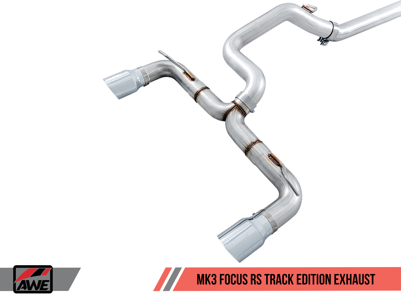 AWE Ford Focus RS Track Edition Cat-back Exhaust - Chrome Silver Tips