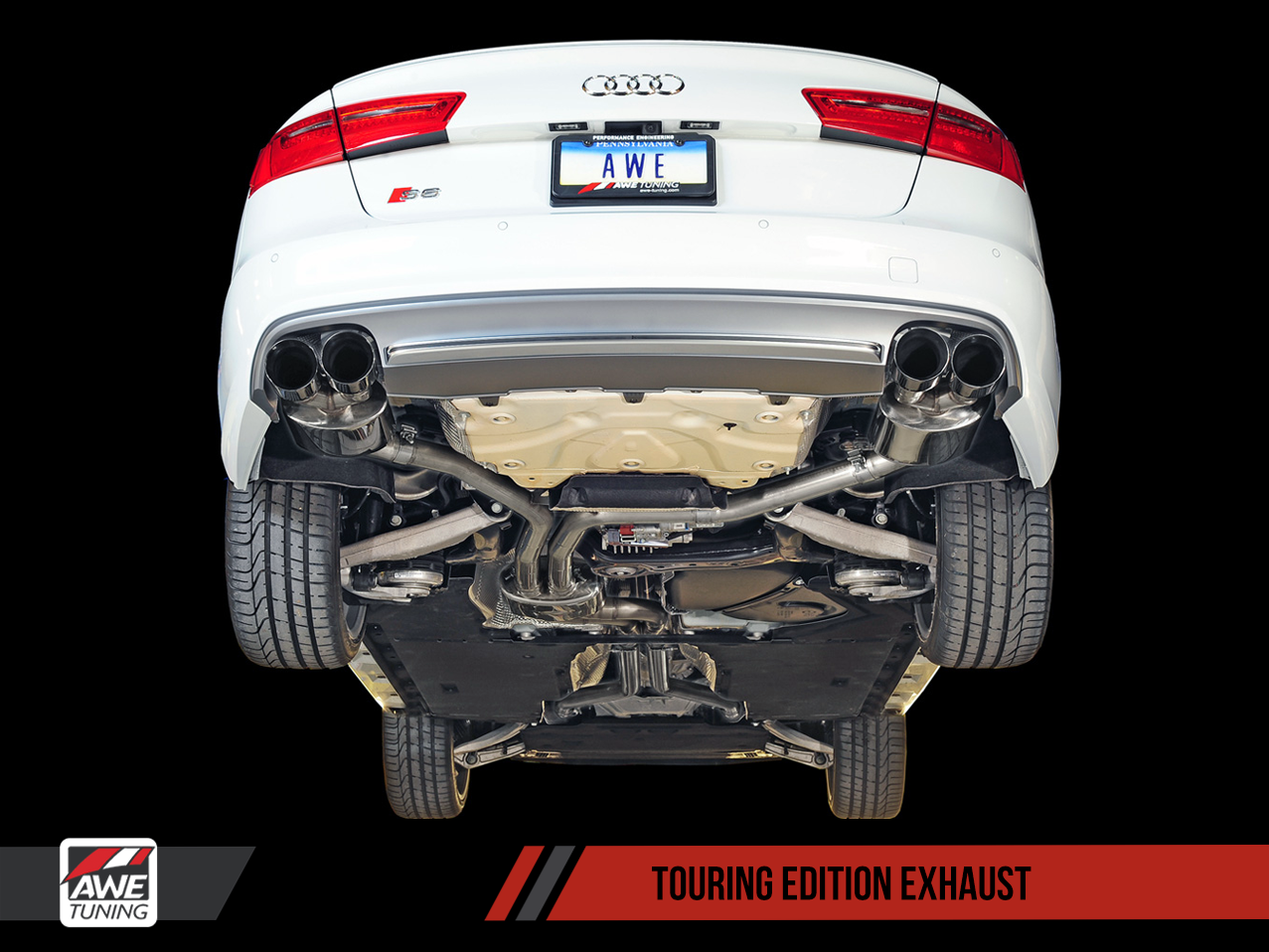 AWE Touring Edition Exhaust for Audi C7 S6 4.0T - Polished Silver Tips - 0