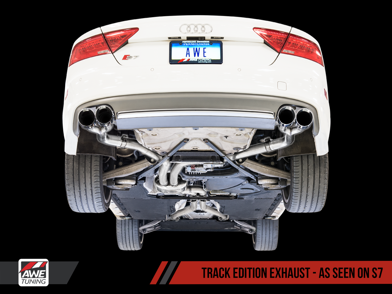 AWE Track Edition Exhaust for Audi C7 S6 4.0T - Chrome Silver Tips - 0